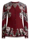 Etro Floral-pattern Flared Cardigan In Brown
