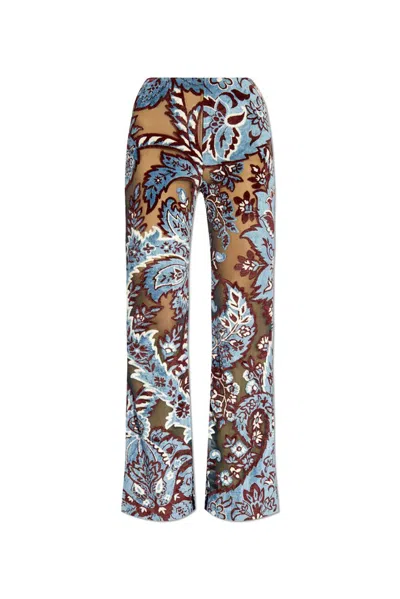 Etro Floral Pattern Flared Trousers In Neutral