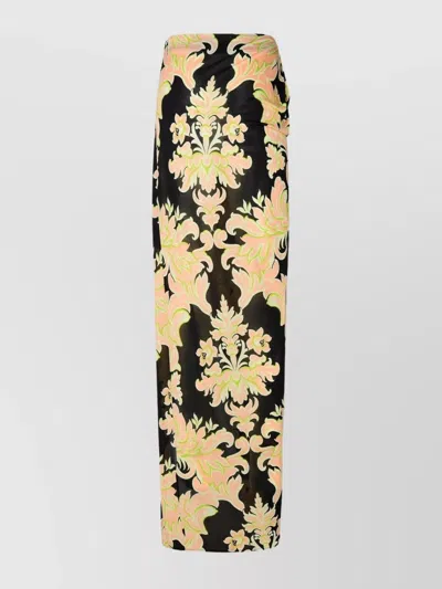 Etro Long Sarong-style Black Light Viscose Jersey Wrap Skirt