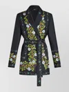 Etro Floral Pattern Jacket Belted Waist In Animal Print