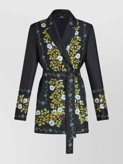 ETRO FLORAL PATTERN JACKET BELTED WAIST