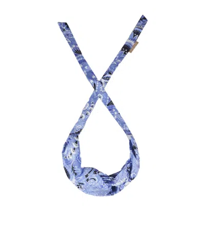 Etro Floral-pattern Knot-detailed Hairband In Blue