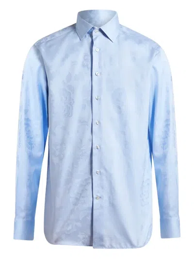 Etro Floral-pattern Long-sleeved Shirt In Blue
