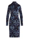 Etro Floral-pattern Mock-neck Midi Dress In Blue