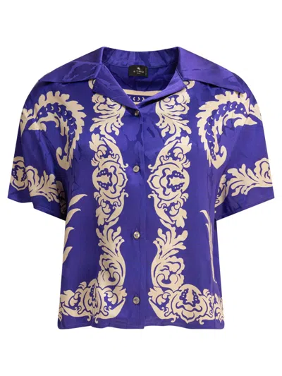 Etro Floral Pattern Shirt In Blue