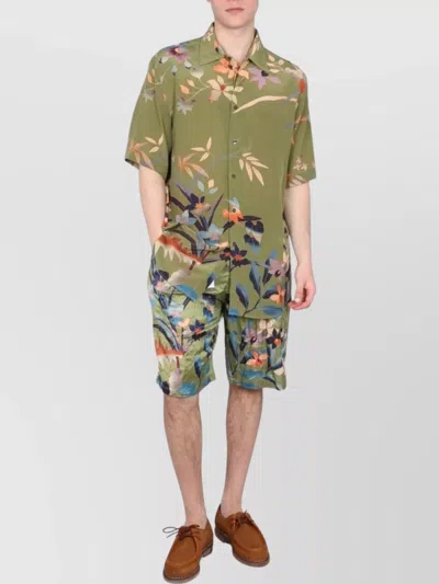 Etro Floral Pattern Shirt Featuring Pointed Collar In Green