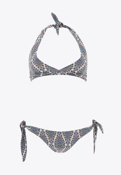 Etro Floral-pattern Two-piece Bikini In Blue