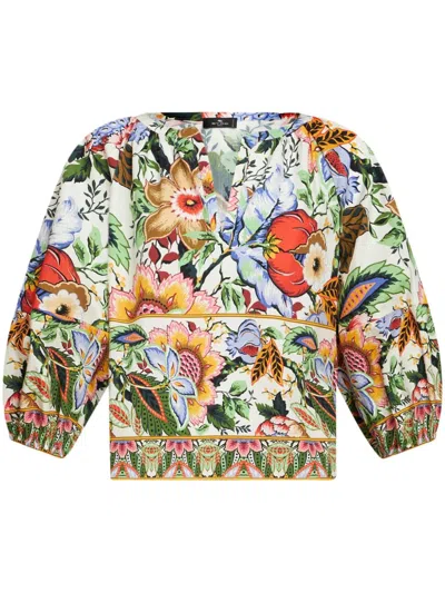 Etro Floral Pattern White Top For Women
