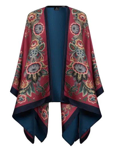 Etro Floral-patterned Cape In Red