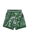 Etro Floral-patterned Knitted Shorts In Green