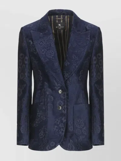 Etro Floral Patterned Women's Blazer Jacket In Blue