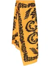 Etro Orange Skirt With Asymmetric Design And All-over Stencil Floral Print In Viscose Woman In Orange
