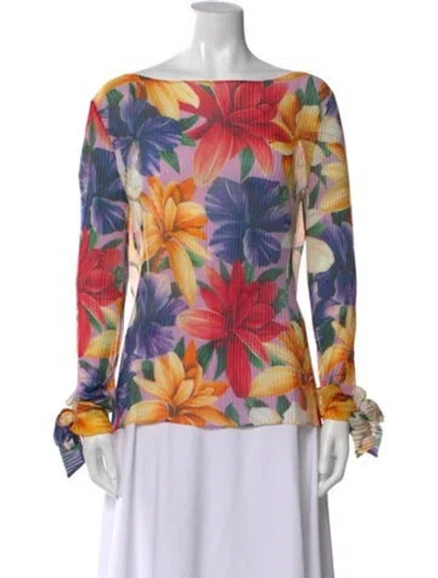 Pre-owned Etro Floral Print Bateau Neckline Blouse In Multi