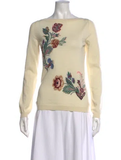 Pre-owned Etro Floral Print Bateau Neckline Sweater In Neutrals