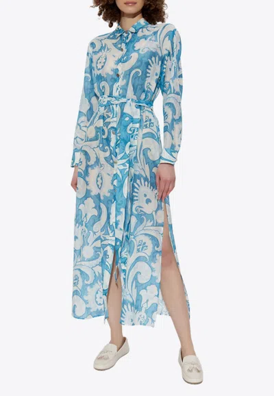 Etro Floral Print Beach Dress In Multicolor