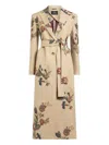 Etro Floral-print Belted Coat In Neutral