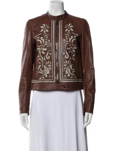 Pre-owned Etro Floral Print Biker Jacket In Brown