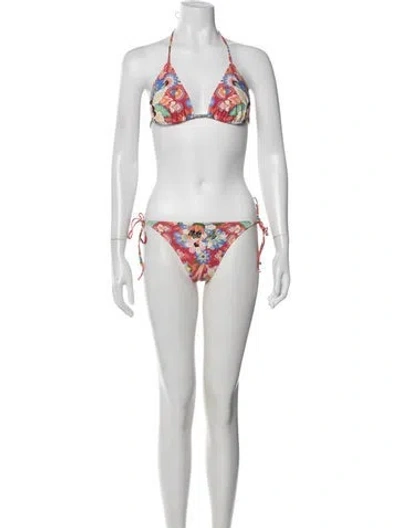 Pre-owned Etro Floral Print Bikini W/ Tags In White