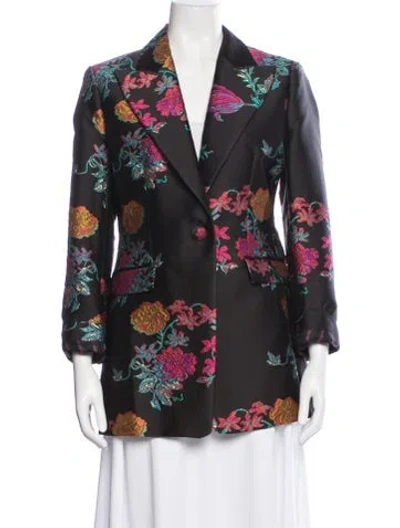 Pre-owned Etro Floral Print Blazer In Black