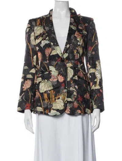 Pre-owned Etro Floral Print Blazer In Black