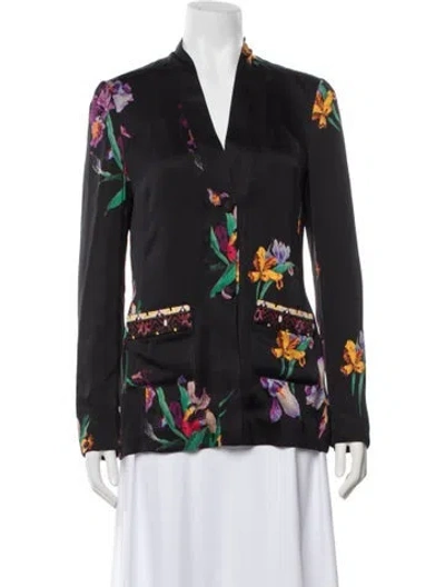 Pre-owned Etro Floral Print Blazer In Black