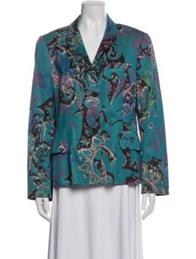Pre-owned Etro Floral Print Blazer In Blue