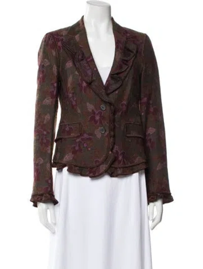 Pre-owned Etro Floral Print Blazer In Brown