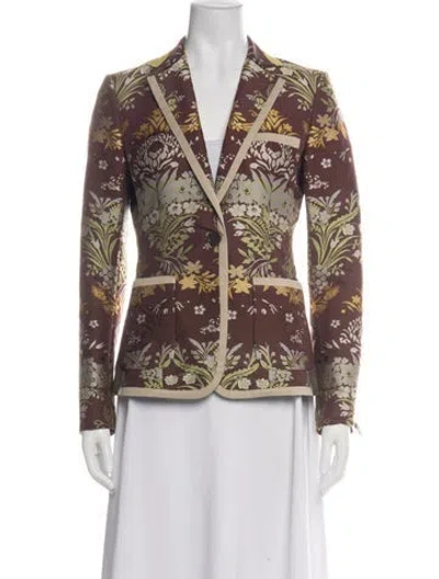 Pre-owned Etro Floral Print Blazer In Burgundy
