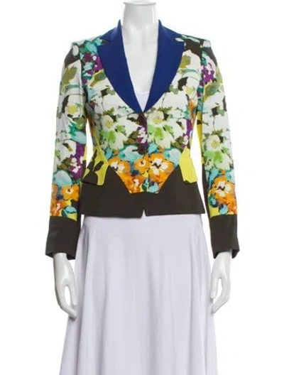 Pre-owned Etro Floral Print Blazer In Green