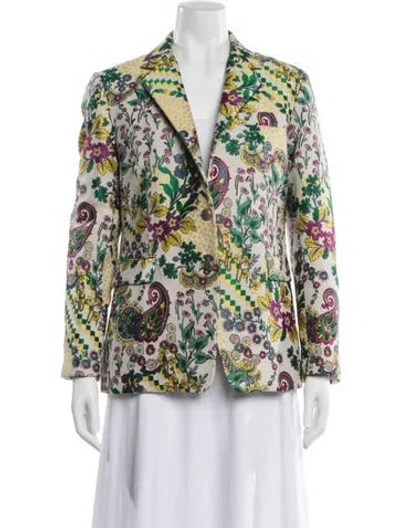 Pre-owned Etro Floral Print Blazer In Green