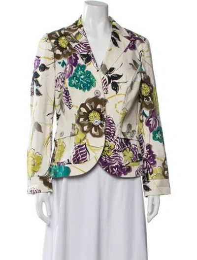 Pre-owned Etro Floral Print Blazer In Green