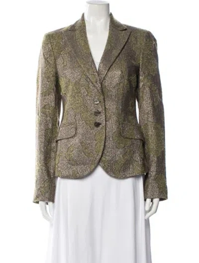 Pre-owned Etro Floral Print Blazer In Green
