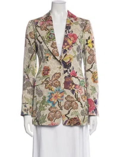 Pre-owned Etro Floral Print Blazer In Green/neutrals