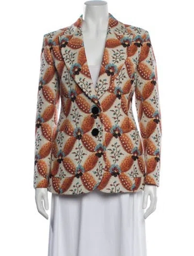 Pre-owned Etro Floral Print Blazer In Orange