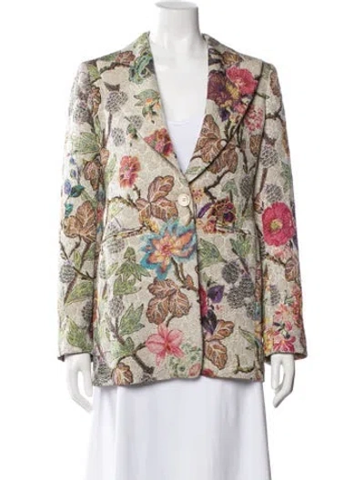 Pre-owned Etro Floral Print Blazer In White