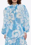 Etro Floral Print Blouse In Light Blue
