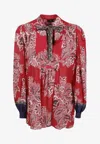 Etro Pintucked Floral-print Cotton And Silk-blend Voile Blouse In Multicolor