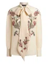 Etro Silk Blouse With Placed Print In Neutral
