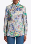 Etro Cotton Shirt With Floral Print And Collared Neck