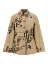Etro Floral Print Cape Trench Coat In Brown