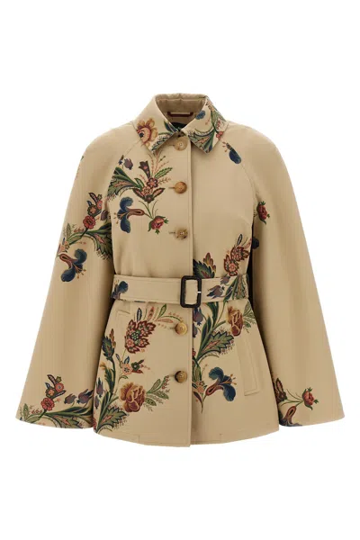 ETRO FLORAL PRINT CAPE TRENCH COAT
