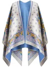 Etro Blue Medallion Wool Reversible Cape In White
