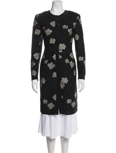 Pre-owned Etro Floral Print Coat In Black