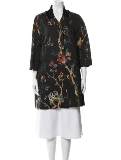 Pre-owned Etro Floral Print Coat In Black
