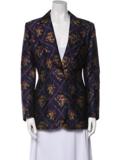 Pre-owned Etro Floral Print Coat In Blue