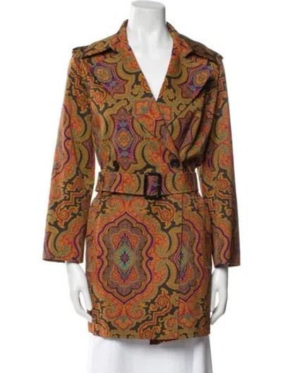 Pre-owned Etro Floral Print Coat In Brown
