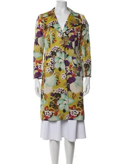 Pre-owned Etro Floral Print Coat In Gold