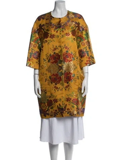 Pre-owned Etro Floral Print Coat In Orange