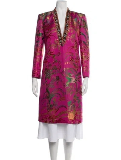 Pre-owned Etro Floral Print Coat In Pink