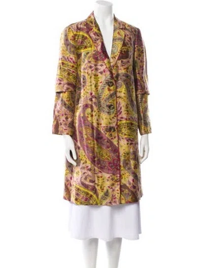 Pre-owned Etro Floral Print Coat In Purple